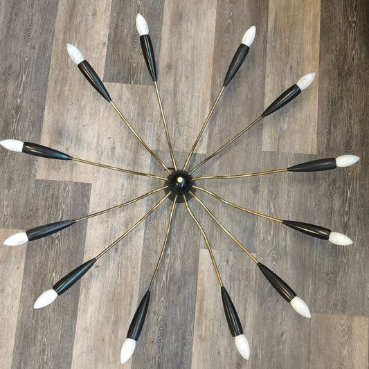 50er-Jahre-Deckenleuchte/Sputnikleuchte, 12-flammig