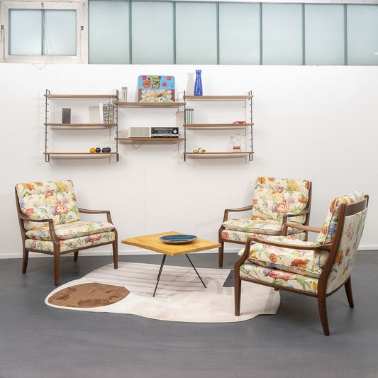 60er Jahre Sessel restauriert, florales Muster, Zwei verfügbar