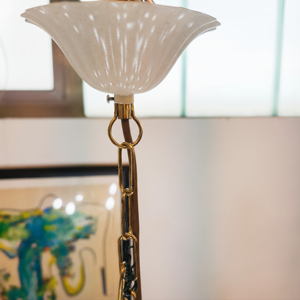 Toleware Italien, 6-armige Blumen-Kronleuchter, Deckenleuchte, 60er Jahre