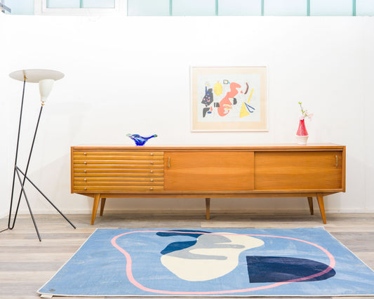 XL-Sideboard, 50er Jahre, Nussbaum, Schreinerarbeit