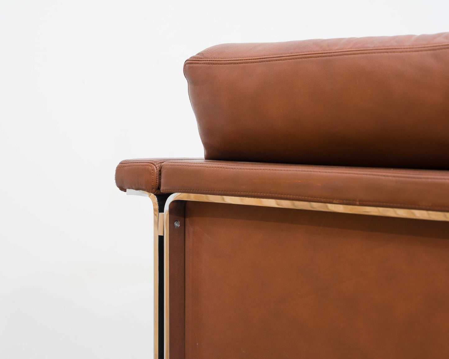 Zweisitzer Ledersofa, 70er Jahre, Hersteller Sitag, cognacbraunes Leder.