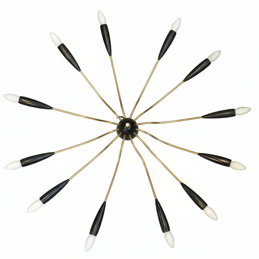 50er-Jahre-Deckenleuchte/Sputnikleuchte, 12-flammig