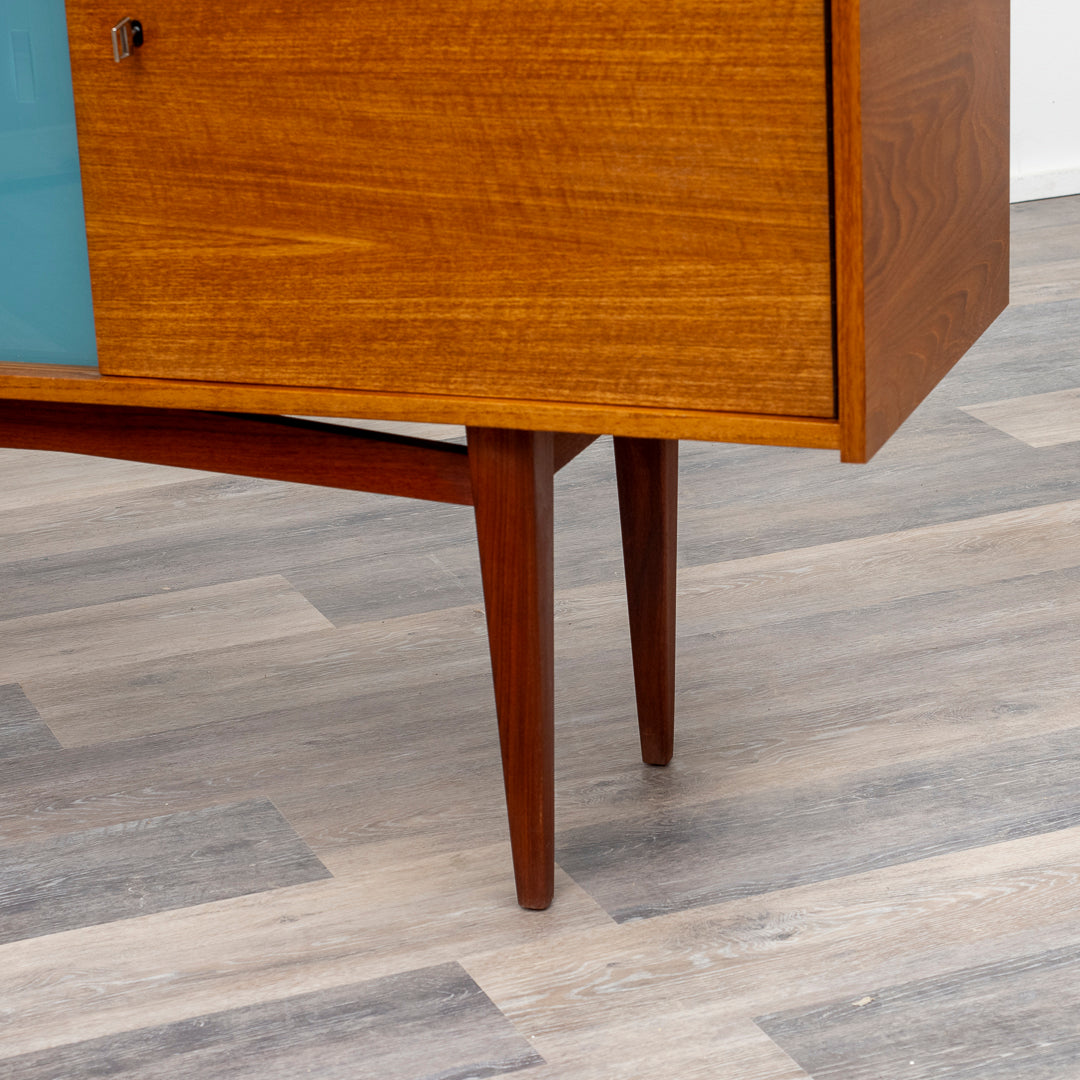 60er Jahre Sideboard, Teak, Glastür, 233cm