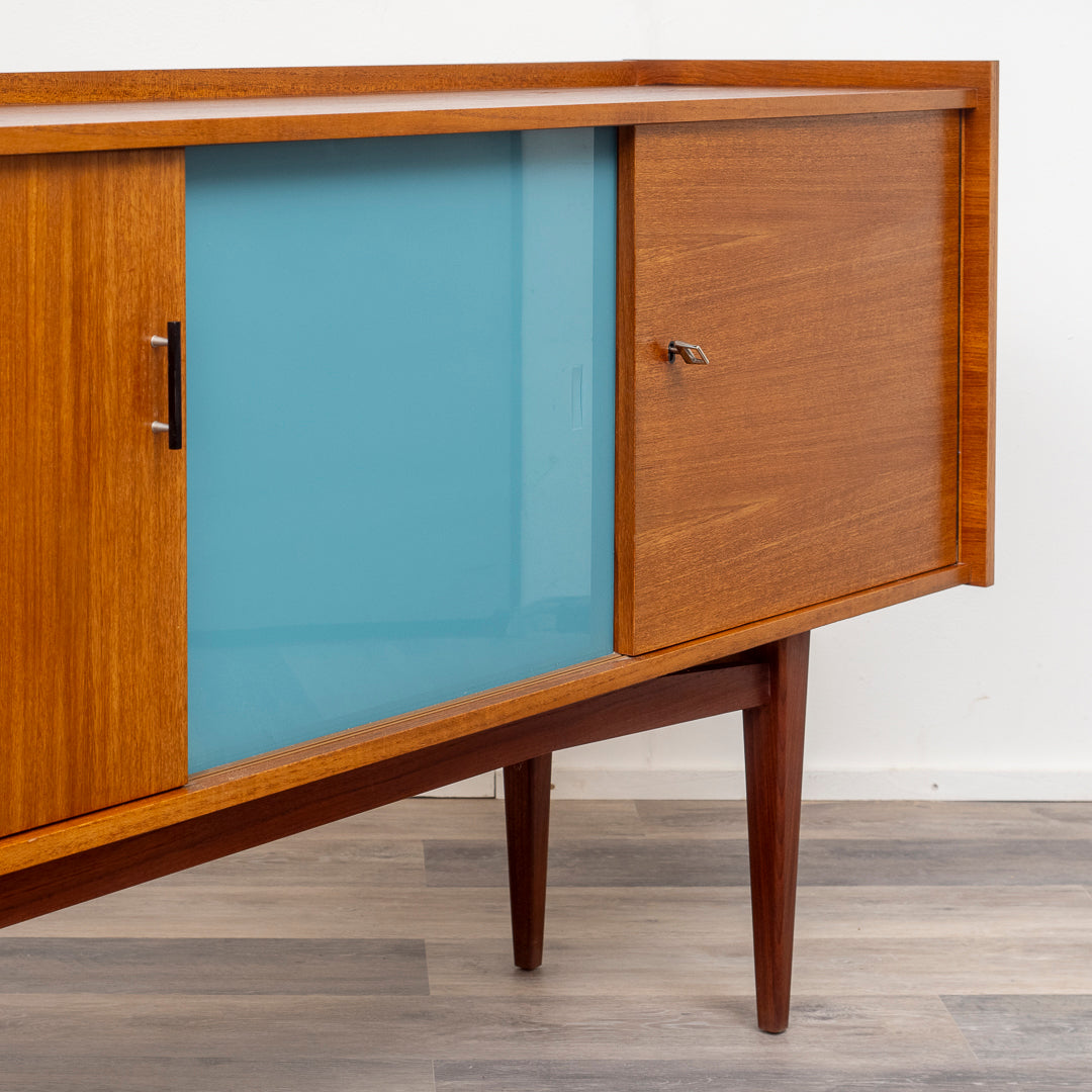 60er Jahre Sideboard, Teak, Glastür, 233cm