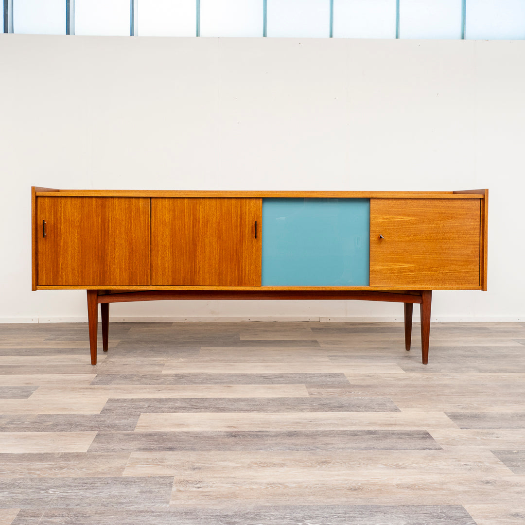 60er Jahre Sideboard, Teak, Glastür, 233cm