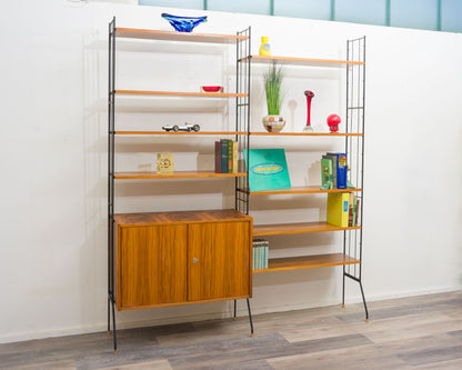 Freestanding shelf, black metal ladders, 60s