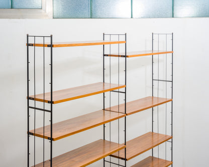 Freestanding shelf, black metal ladders, 60s