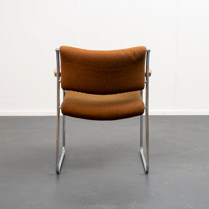 1960s armchair with metal frame and teak armrests