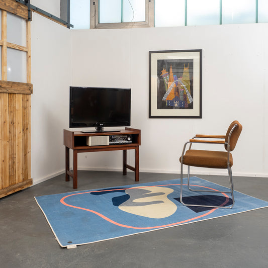 1960s armchair with metal frame and teak armrests
