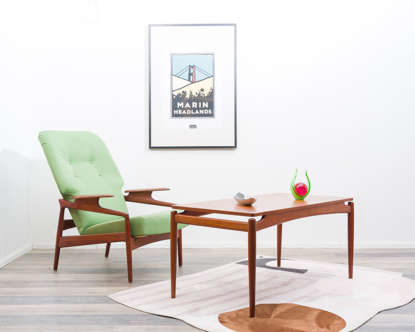 Grande table basse scandinave en teck des années 1960