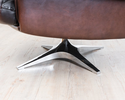 Fauteuil pivotant en cuir marron de De Sede, modèle DS 31, années 1960, vintage
