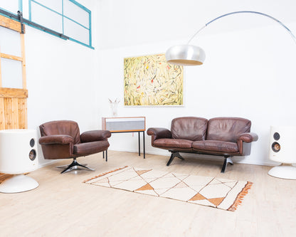 Fauteuil pivotant en cuir marron de De Sede, modèle DS 31, années 1960, vintage