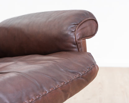 Fauteuil pivotant en cuir marron de De Sede, modèle DS 31, années 1960, vintage