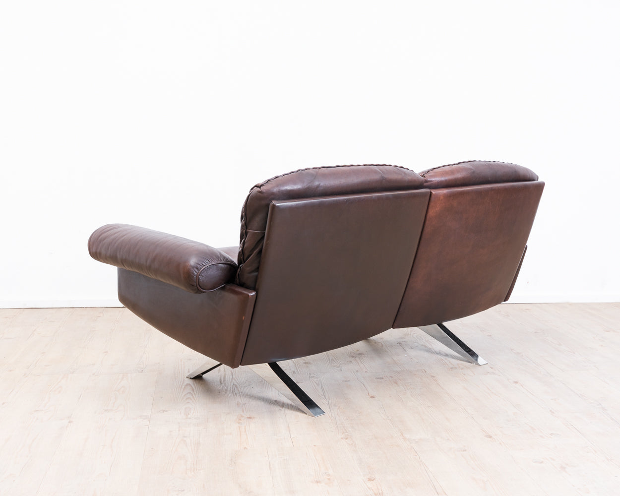 Canapé 2 places en cuir marron de De Sede, modèle DS 31, vintage années 1960