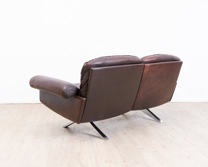 Canapé 2 places en cuir marron de De Sede, modèle DS 31, vintage années 1960