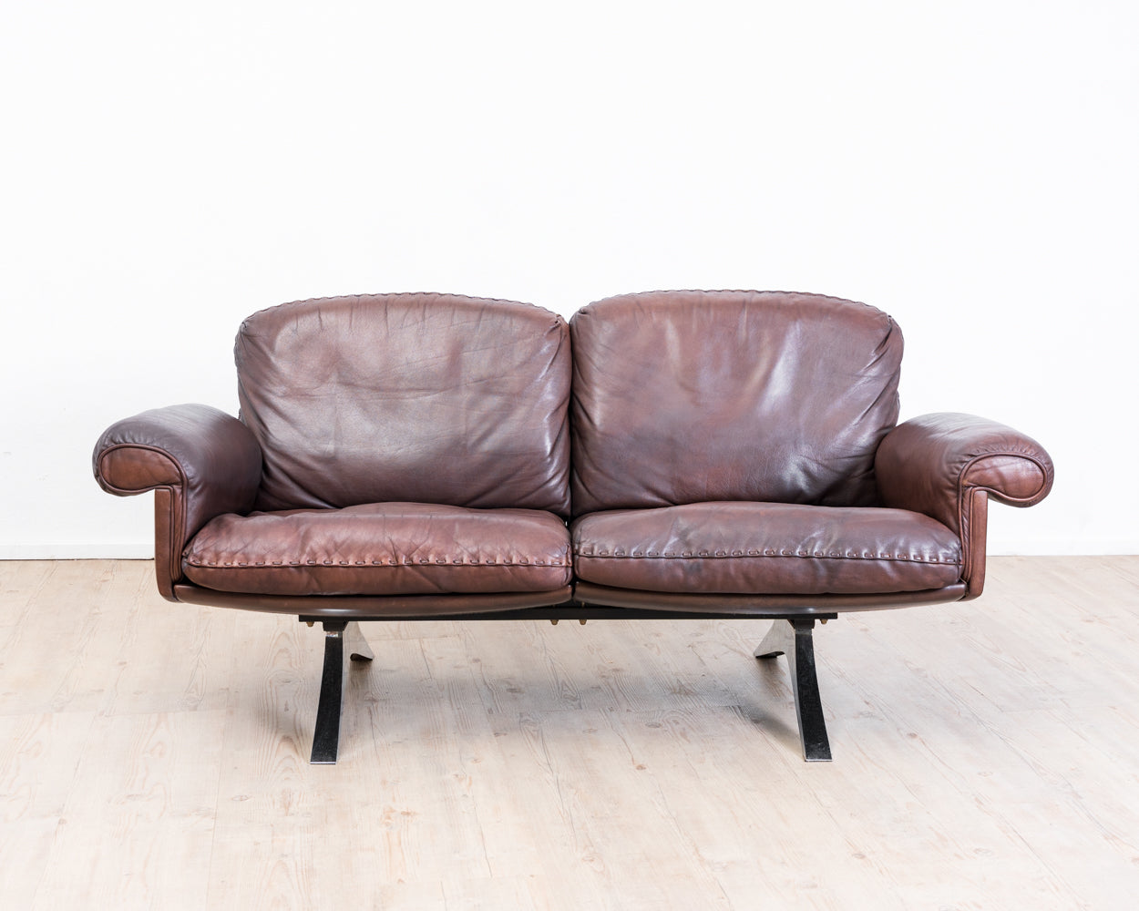 Canapé 2 places en cuir marron de De Sede, modèle DS 31, vintage années 1960