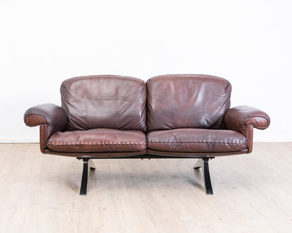 Canapé 2 places en cuir marron de De Sede, modèle DS 31, vintage années 1960