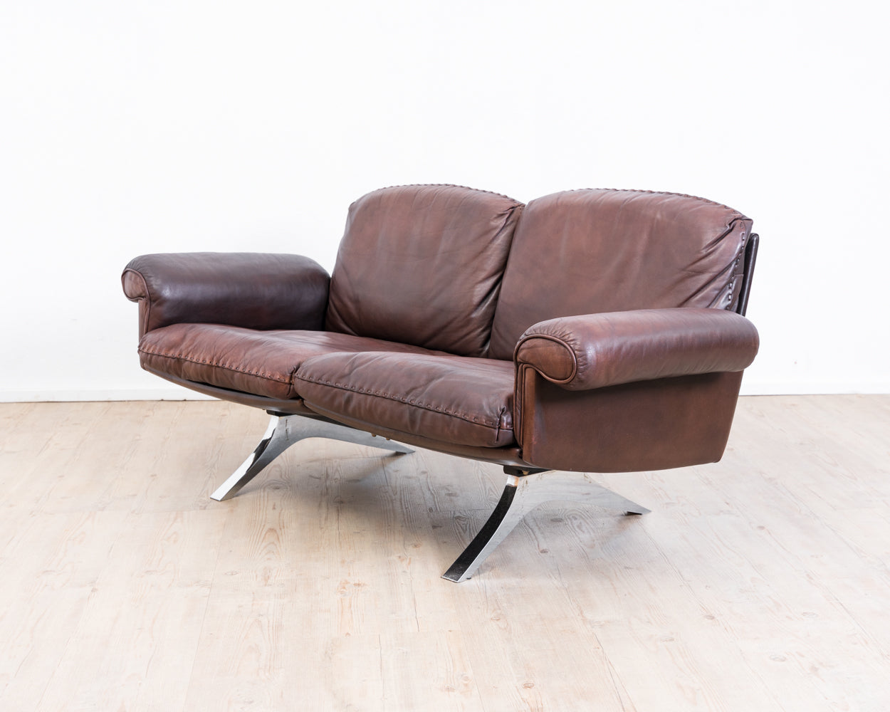 Canapé 2 places en cuir marron de De Sede, modèle DS 31, vintage années 1960