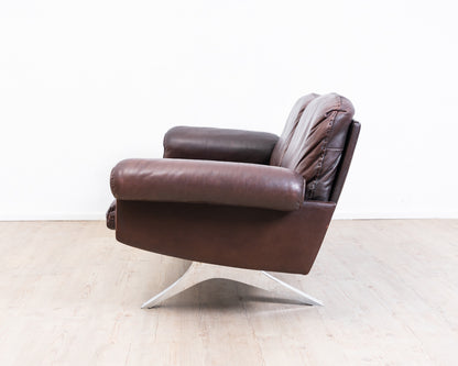 Canapé 2 places en cuir marron de De Sede, modèle DS 31, vintage années 1960