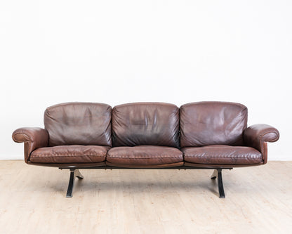 3-Seater Sofa in Brown Leather by de Sede, Model DS 31, 1960s Vintage