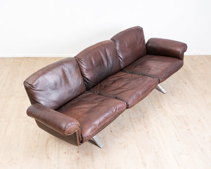 3-Seater Sofa in Brown Leather by de Sede, Model DS 31, 1960s Vintage