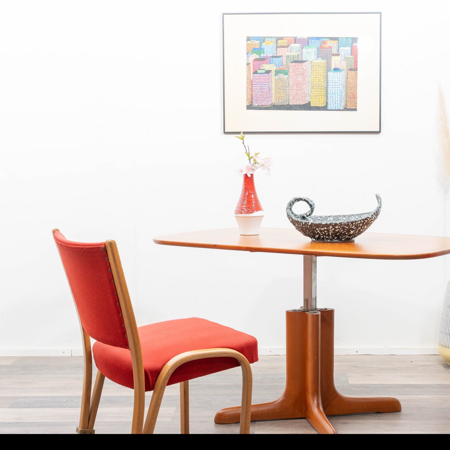 Esstisch/Couchtisch, mit höhenverstellbarer Funktion, aus Kirschholz, 70er Jahre