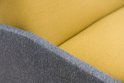 50er-Jahre Klappsofa im Streamline-Design – Hellgelb & Grau meliert