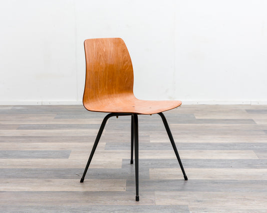 6er Set Pagholz-Stühle in zweifarbiger Ausführung, Hersteller Pag Presswerke.