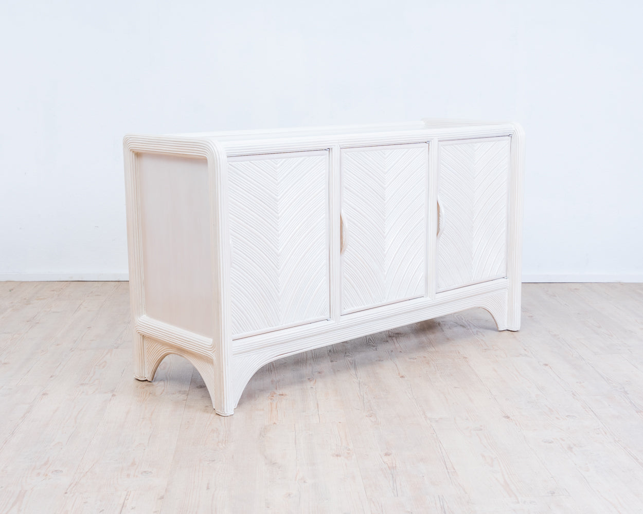 Mid-Century Sideboard with Pencil Reed, 80s Coastal Design.
