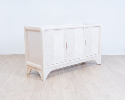 Mid-Century Sideboard with Pencil Reed, 80s Coastal Design.