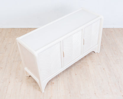 Mid-Century Sideboard with Pencil Reed, 80s Coastal Design.