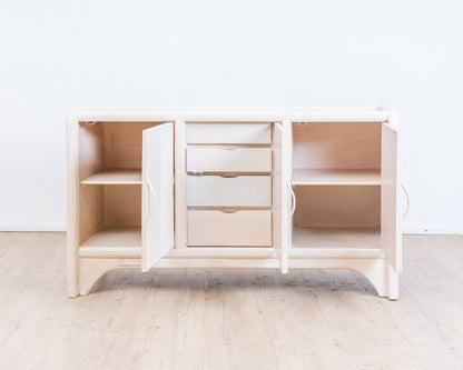 Mid-Century Sideboard with Pencil Reed, 80s Coastal Design.