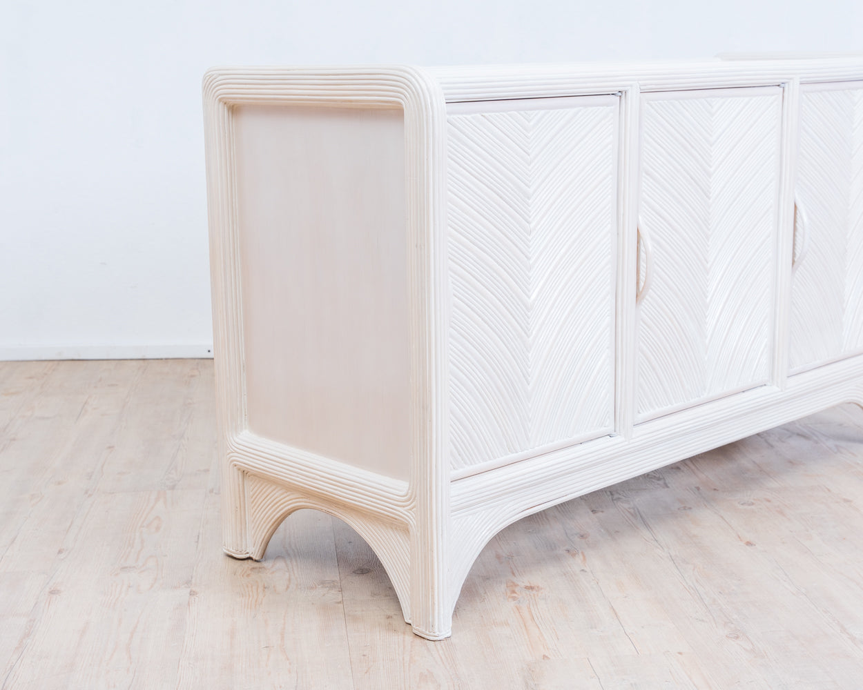Mid-Century Sideboard with Pencil Reed, 80s Coastal Design.