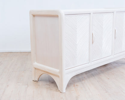 Mid-Century Sideboard with Pencil Reed, 80s Coastal Design.