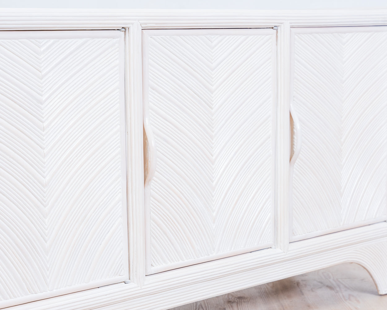 Mid-Century Sideboard with Pencil Reed, 80s Coastal Design.
