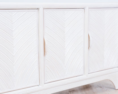Mid-Century Sideboard with Pencil Reed, 80s Coastal Design.