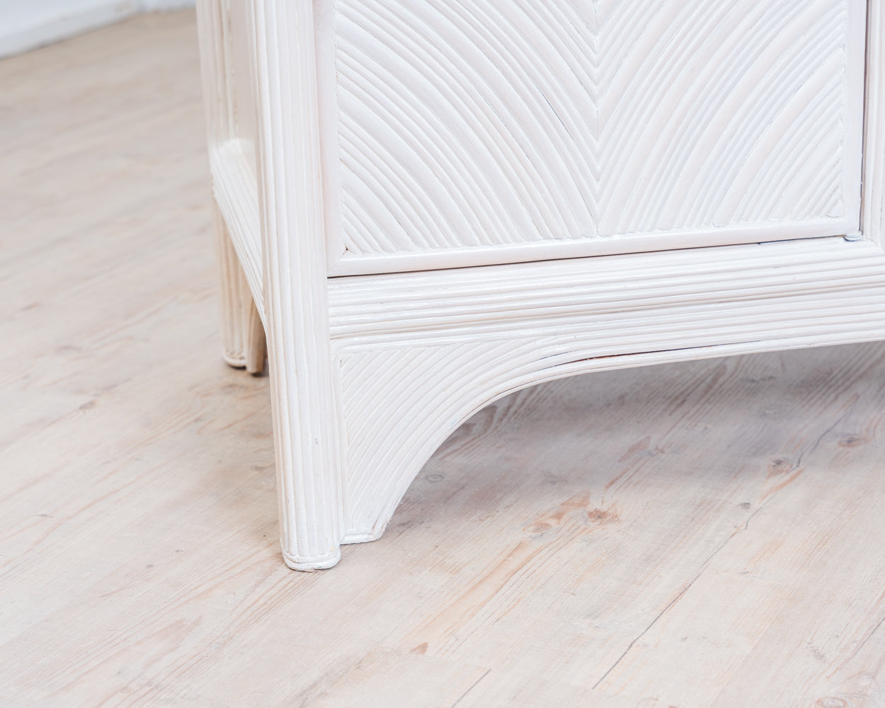 Mid-Century Sideboard with Pencil Reed, 80s Coastal Design.