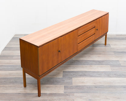 1960s walnut sideboard, straight-lined design, restored.