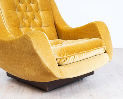 Space Age, lounge chair, 70s, golden yellow.