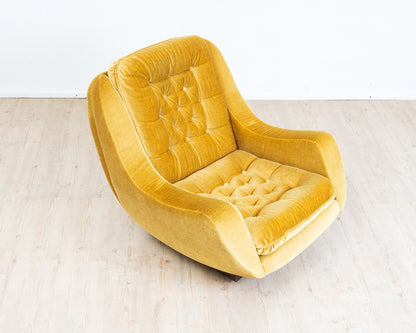 Space Age, lounge chair, 70s, golden yellow.