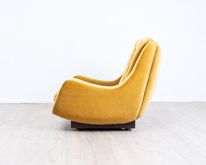 Space Age, lounge chair, 70s, golden yellow.