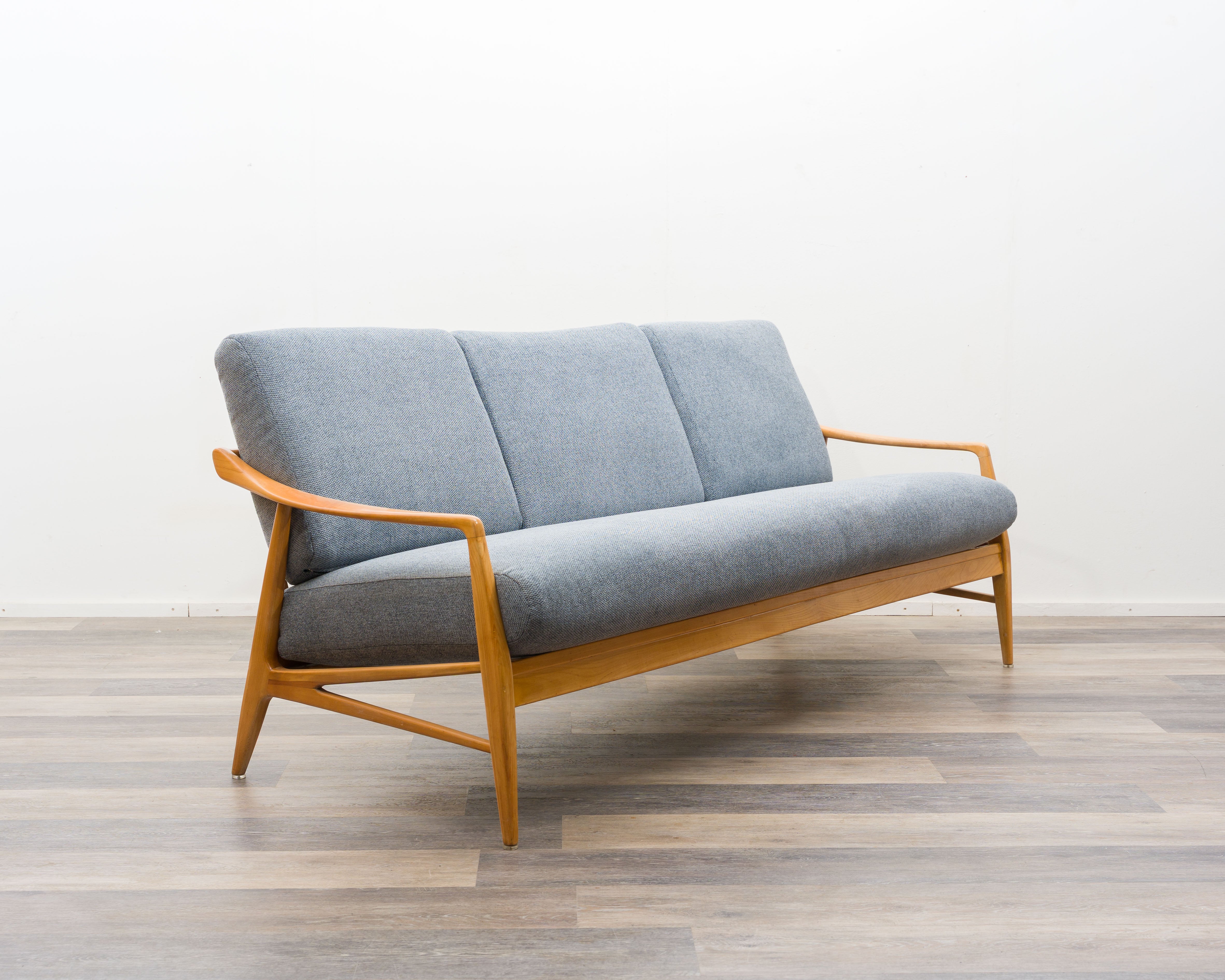 3-seater sofa in ash with Scandinavian design. Newly upholstered.