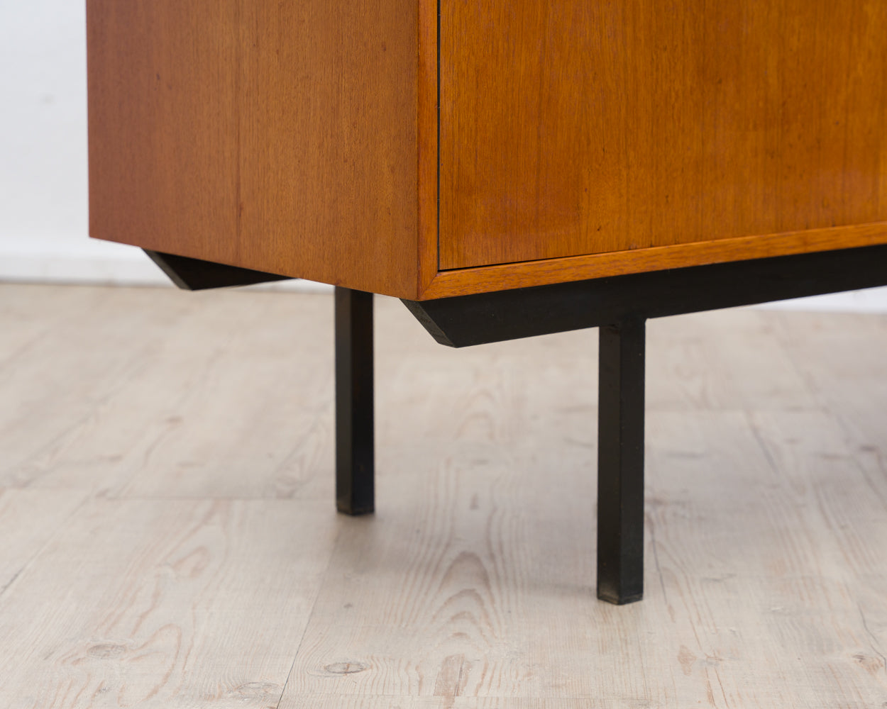 Two-door teak chest of drawers from the 60s with black metal frame