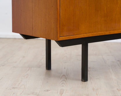 Two-door teak chest of drawers from the 60s with black metal frame