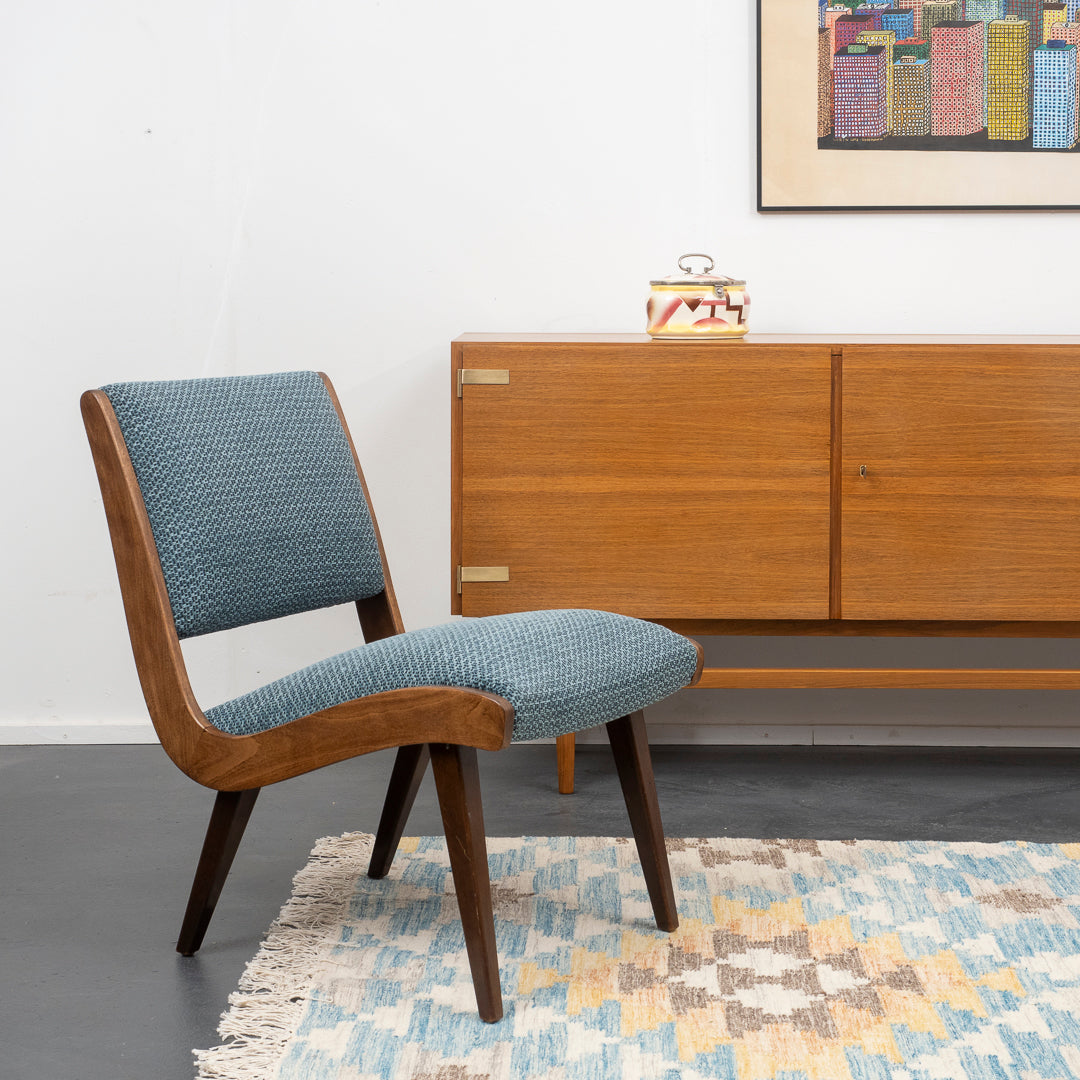 Armchair 50s, newly upholstered and covered, two available