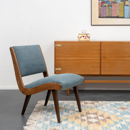 Armchair 50s, newly upholstered and covered, two available