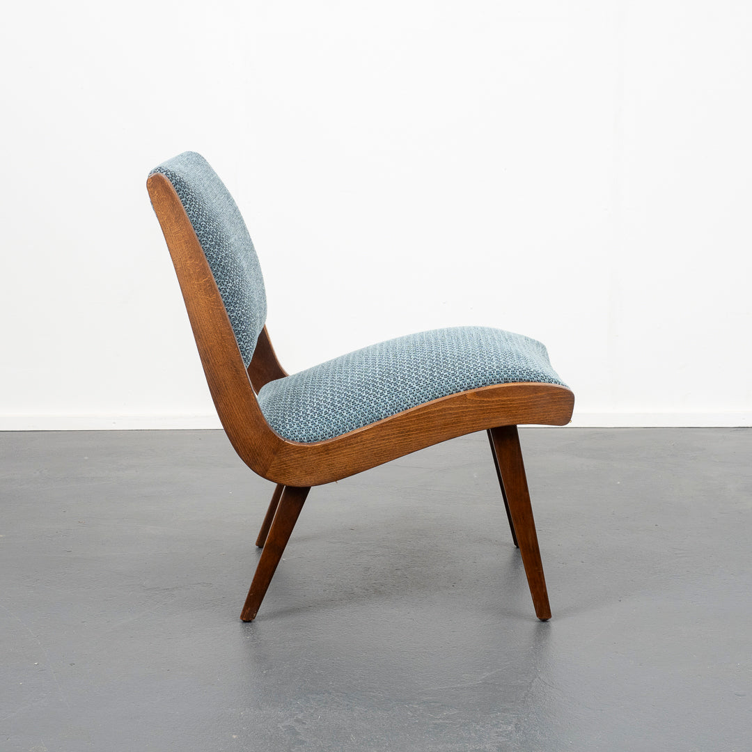 Armchair 50s, newly upholstered and covered, two available