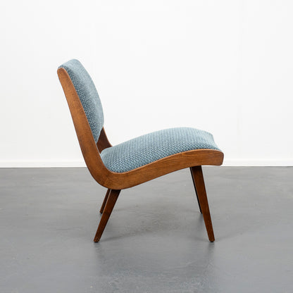 Armchair 50s, newly upholstered and covered, two available