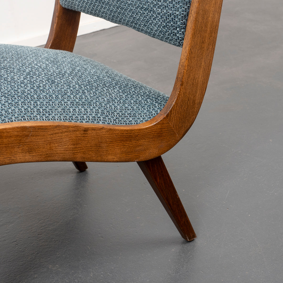 Armchair 50s, newly upholstered and covered, two available