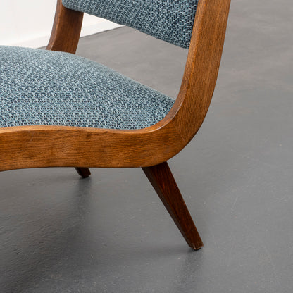 Armchair 50s, newly upholstered and covered, two available